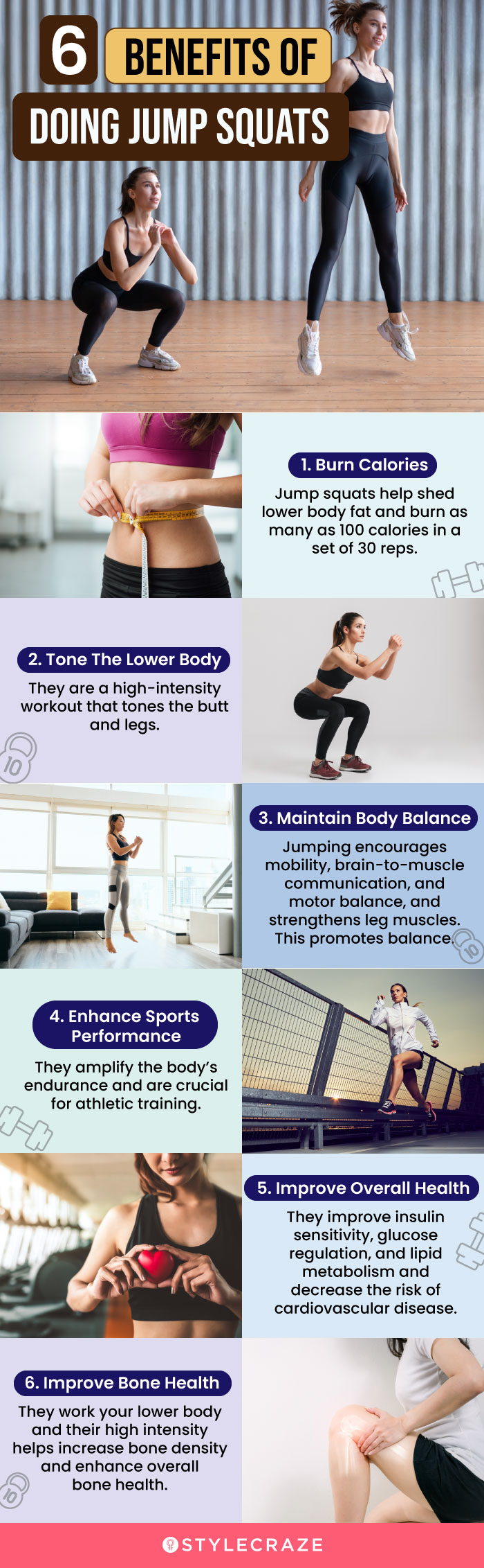 6 benefits of doing jump squats (infographic)