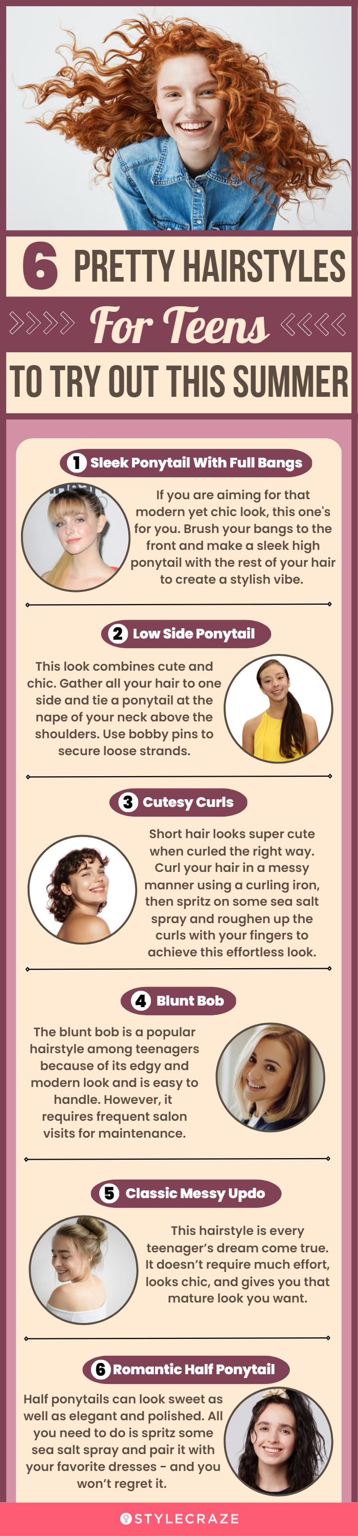 6 pretty hairstyles for teens to try out this summer (infographic)
