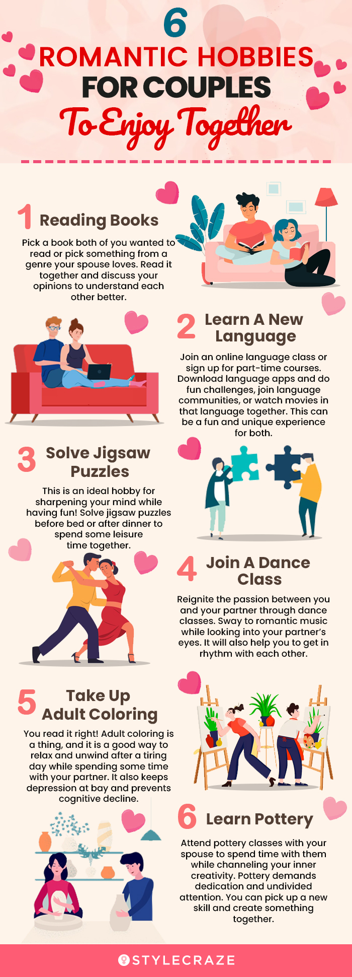 6 romantic hobbies for couples to enjoy together (infographic)