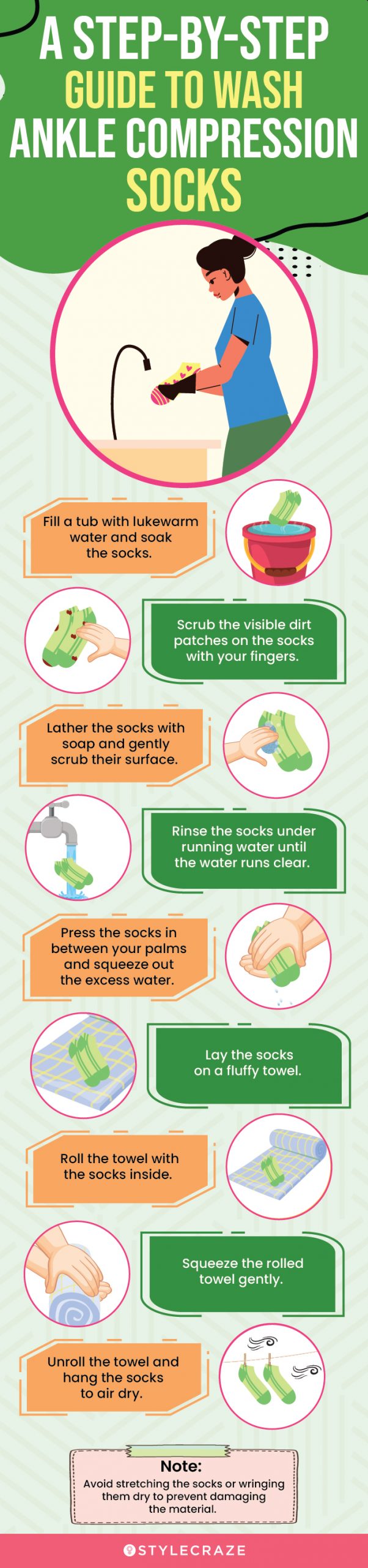 A Step-By-Step Guide To Wash Ankle Compression Socks (infographic)