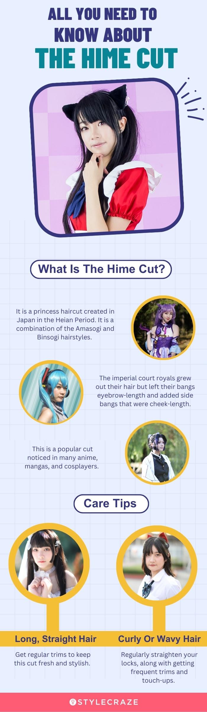 all you need to tát know about the hime cut (infographic)