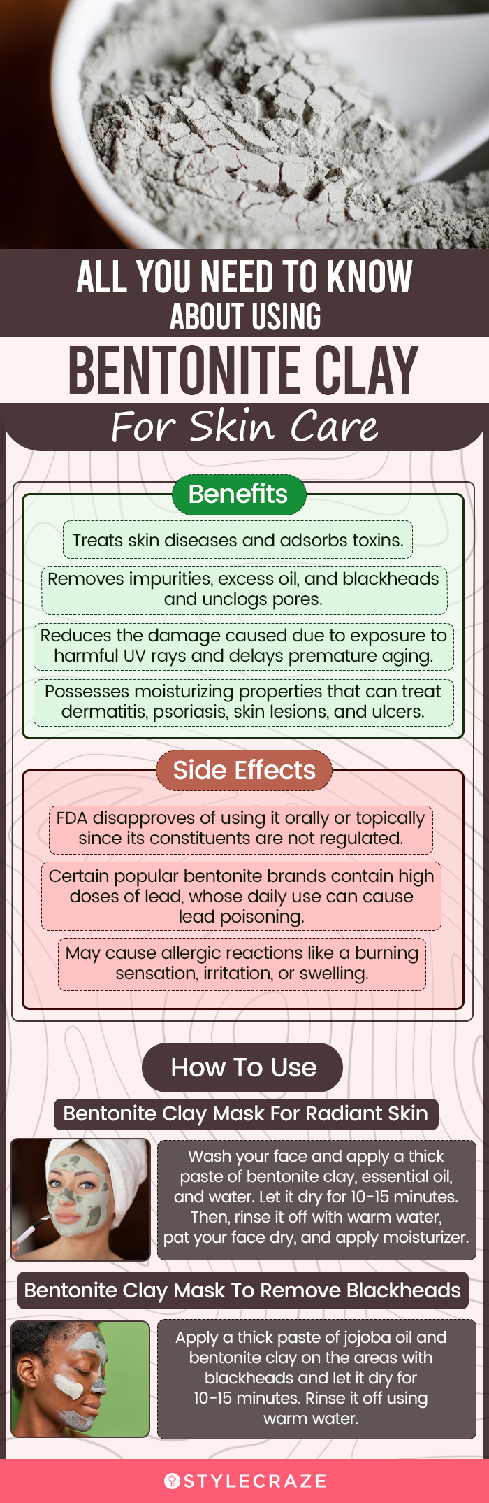 all you need to know about using bentonite clay for skin care (infographic) 