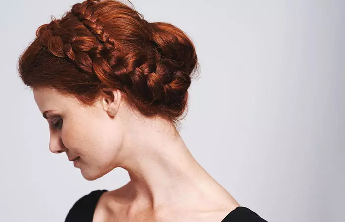 Braided updo hairstyle for long hair