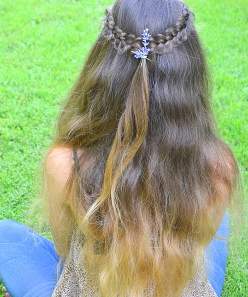 Braided pouf half up-half down hairstyle