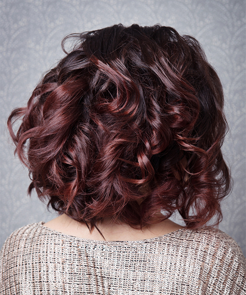 Deep wine curly bob hairstyle