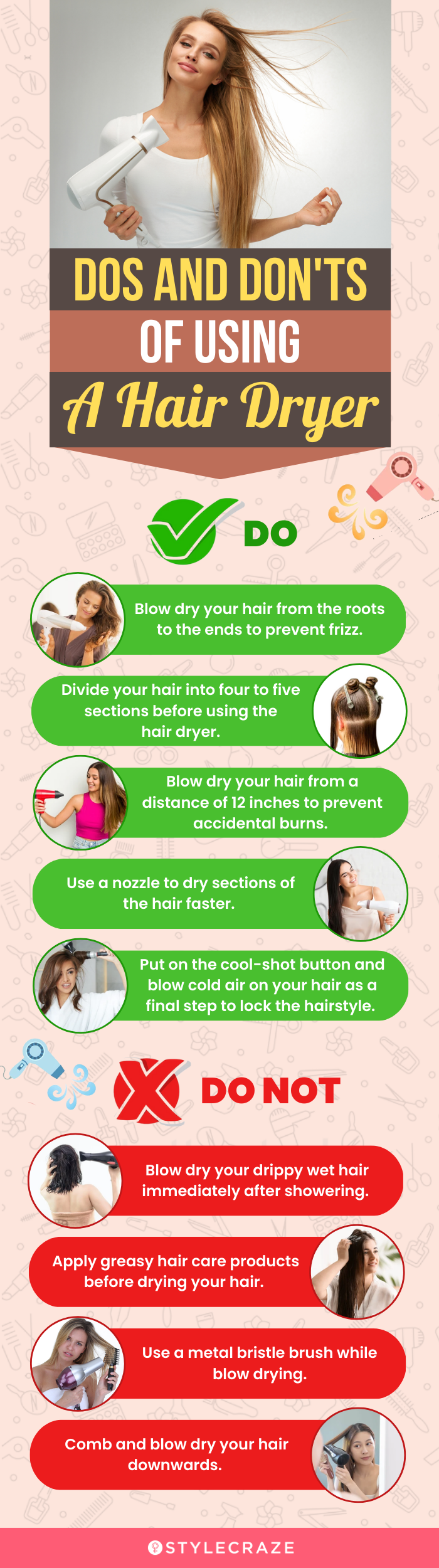 Dos & Don’ts Of Using A Hair Dryer (infographic)
