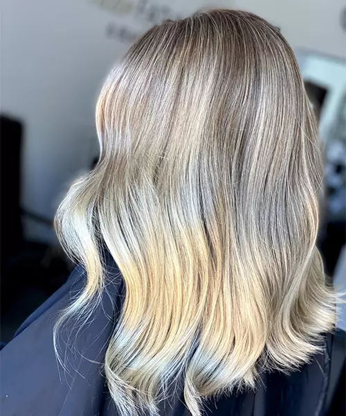 Dusty gray with blonde highlights hairstyle
