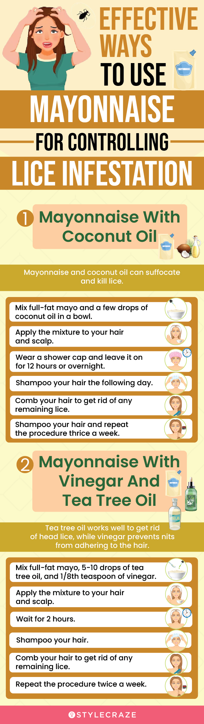 effective ways to use mayonnaise for controlling lice infestation (infographic)