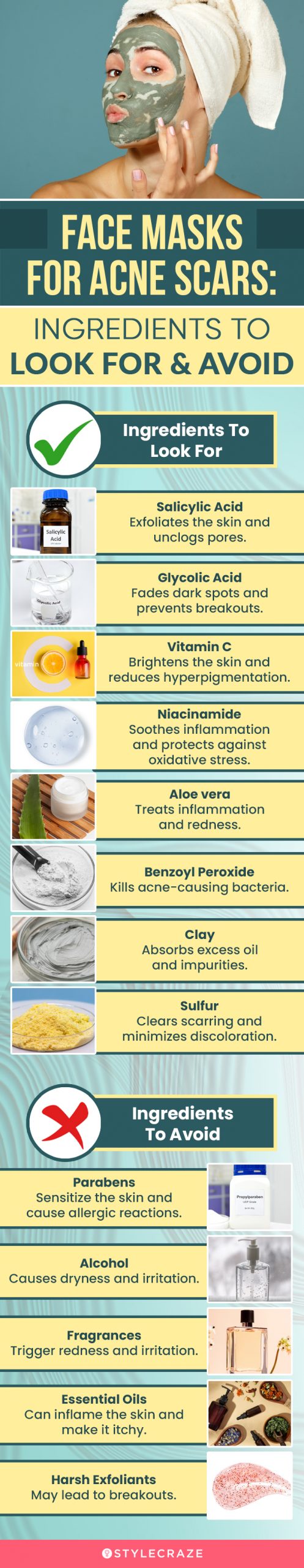 Face Masks For Acne Scars: Ingredients To Look For & Avoid (infographic)