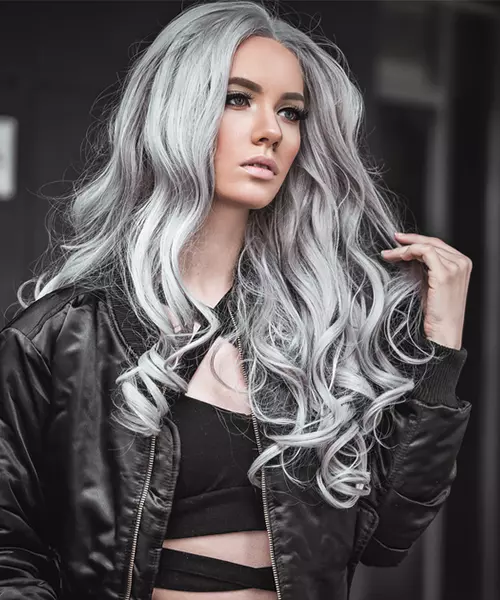 Gray colour hairstyle with smoky layers