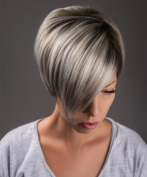 Gray pixie balayage for short hair