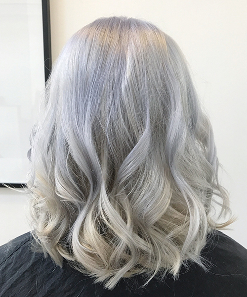 Gray to blonde hombre hair