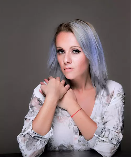 Hairstyle for blue-gray ombre hair