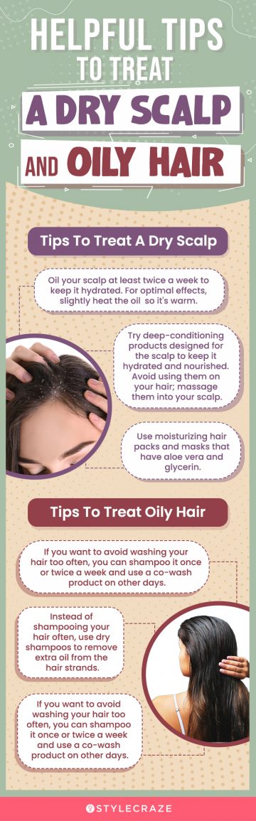 helpful tips to treat a dry scalp and oily hair (infographic)