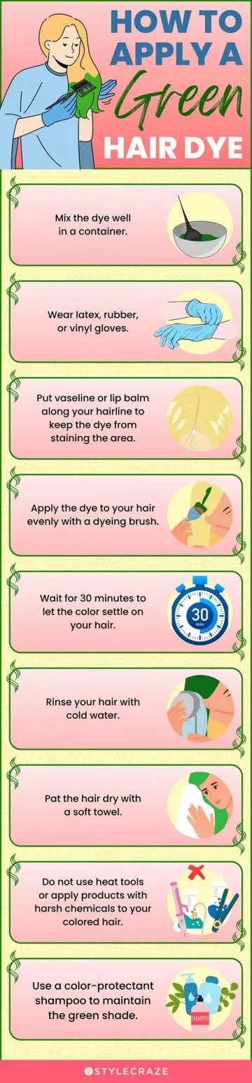 How To Apply A Green Hair Dye And Two Aftercare Tips (infographic)