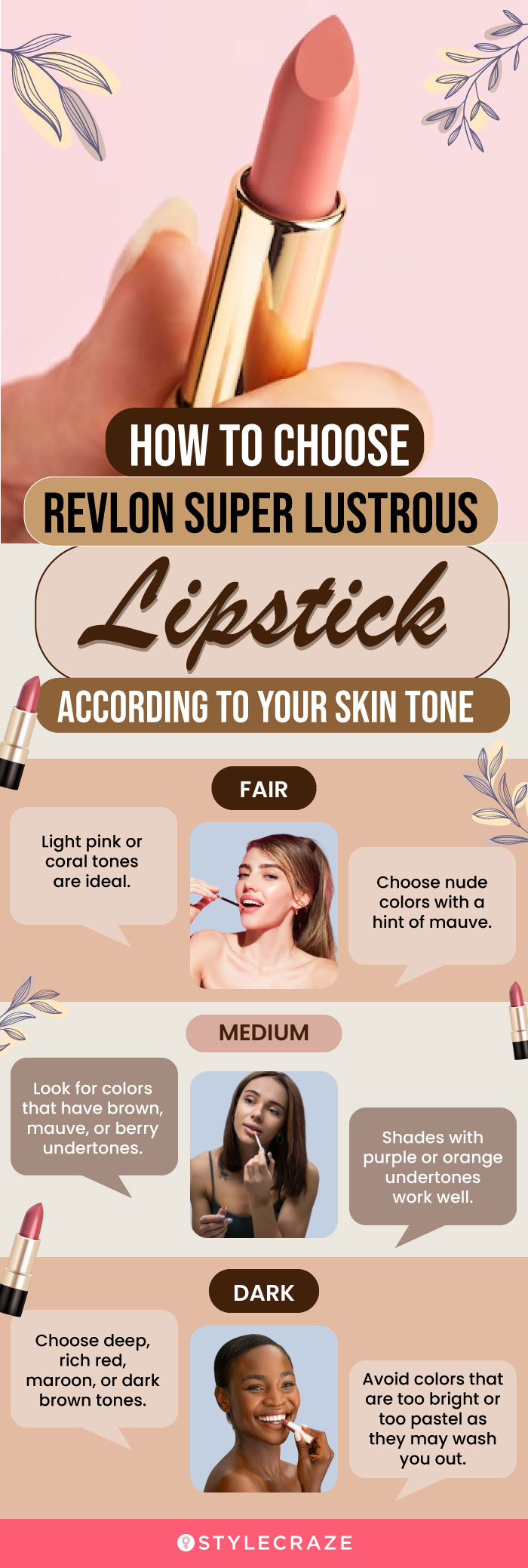 How To Choose Revlon Super Lustrous Lipstick According To Your Skin Tone (infographic)