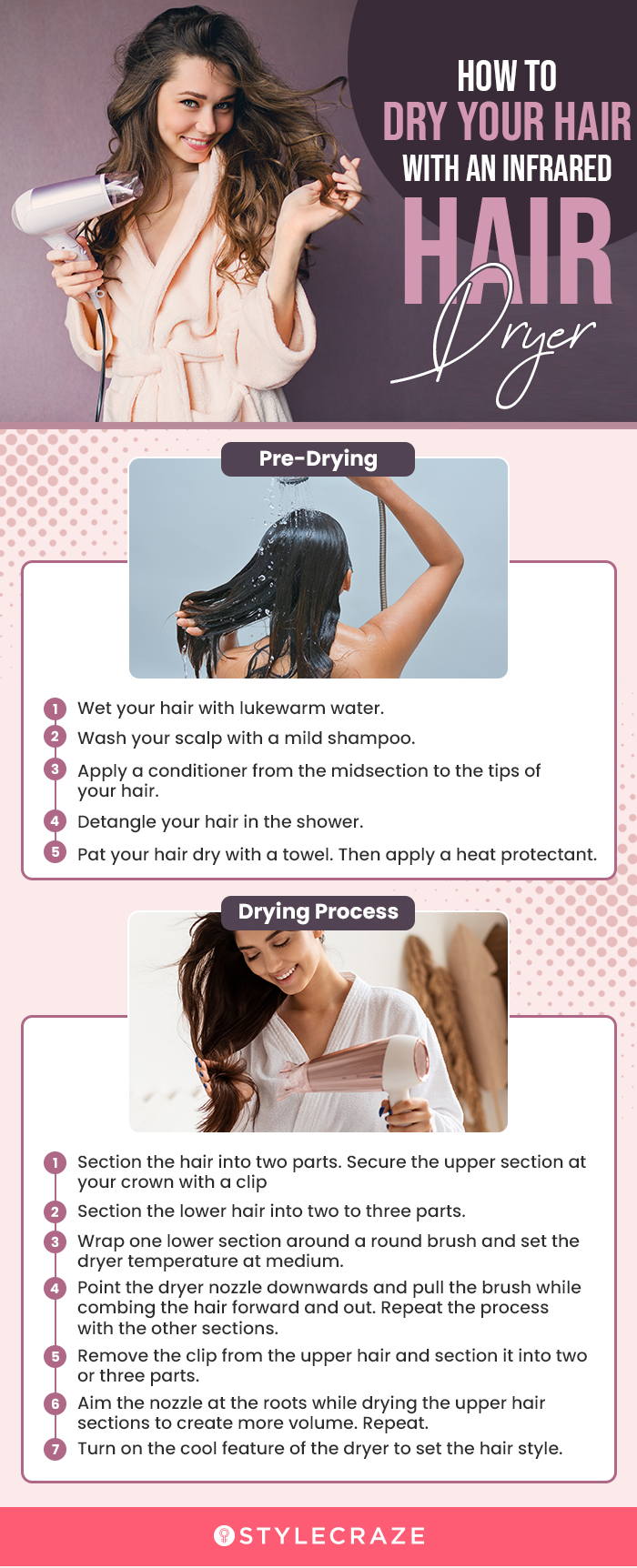 How To Dry Your Hair With A Infrared Hair Dryer (infographic)