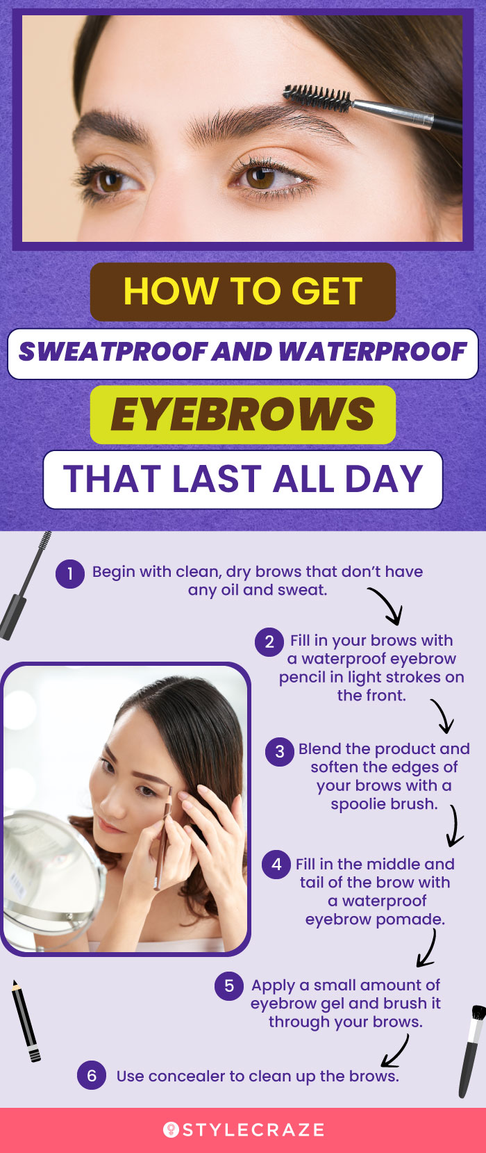 How To Get Sweatproof And Waterproof Eyebrows That Last All Day (infographic)