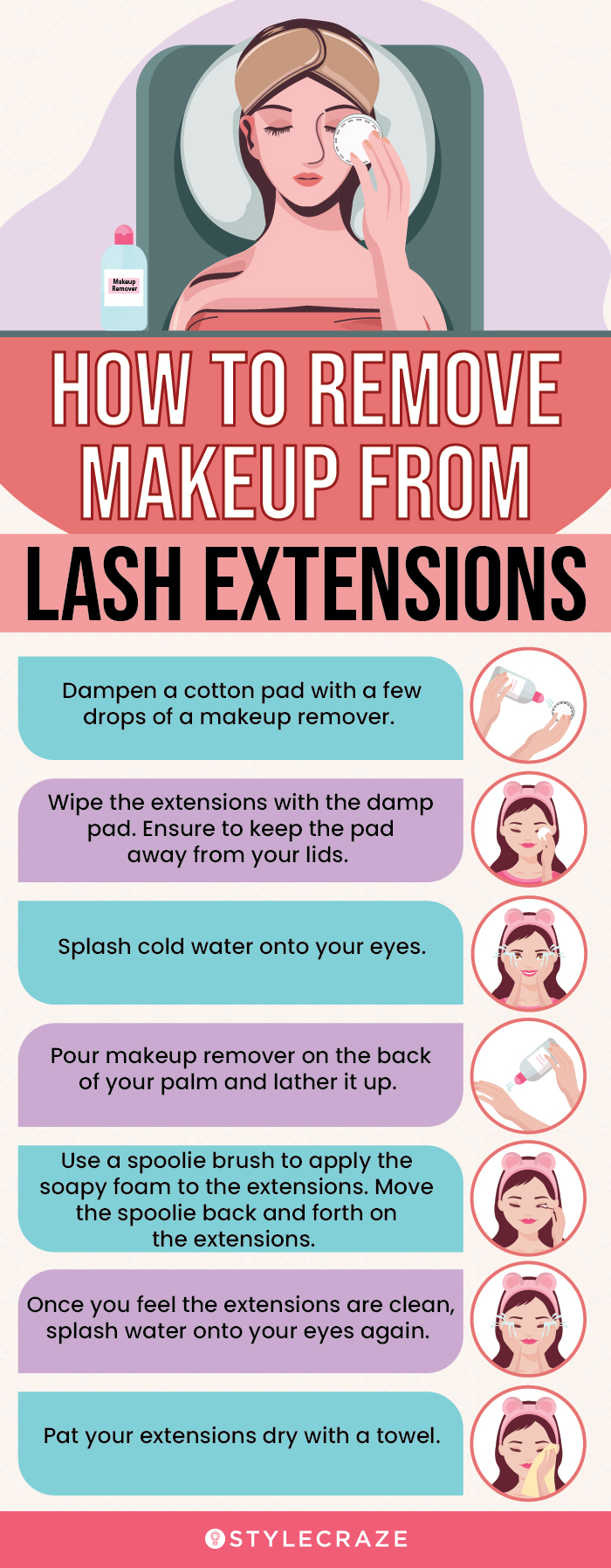 How To Remove Makeup From Lash Extensions (infographic)