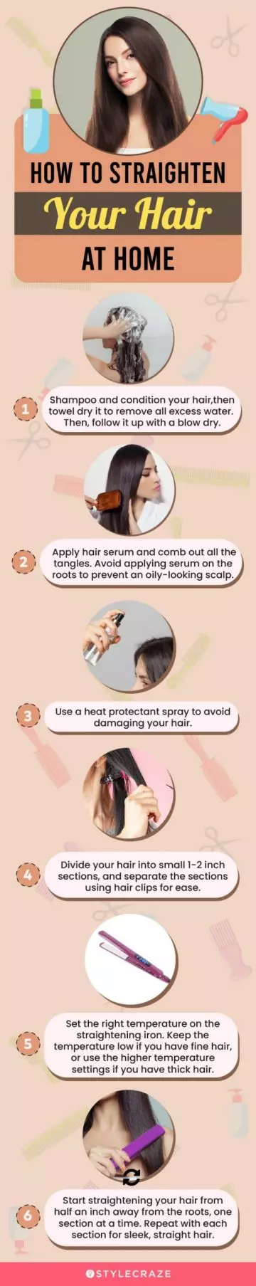 how to straighten your hair at home (infographic)
