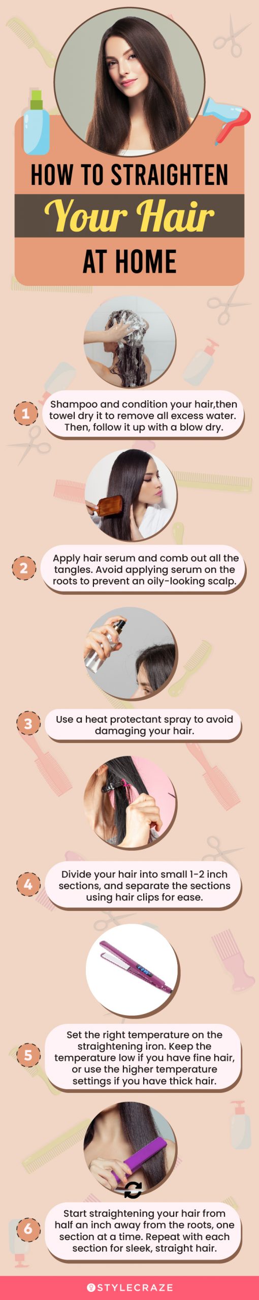 how to straighten your hair at home (infographic)
