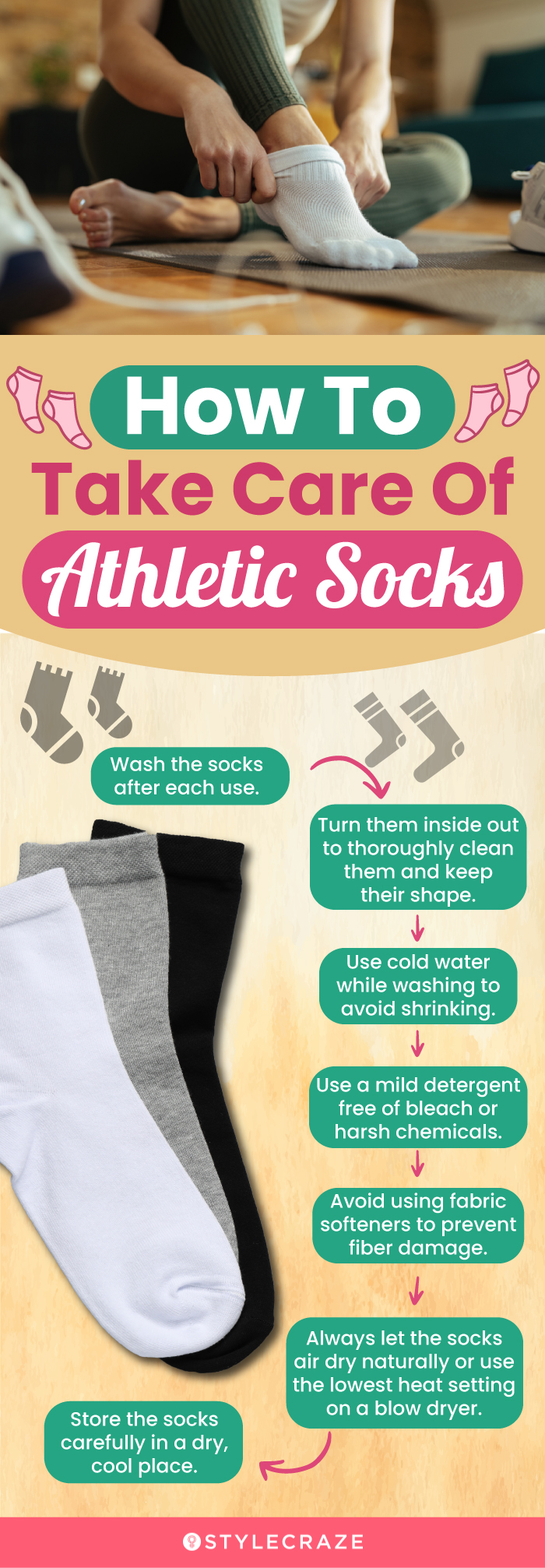 How To Take Care Of Athletic Socks (infographic)
