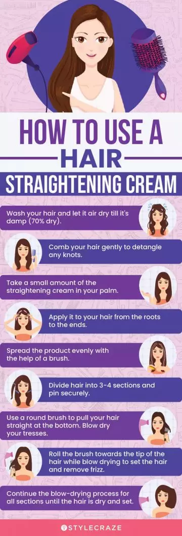 steps to using hair straightening cream (infographic)