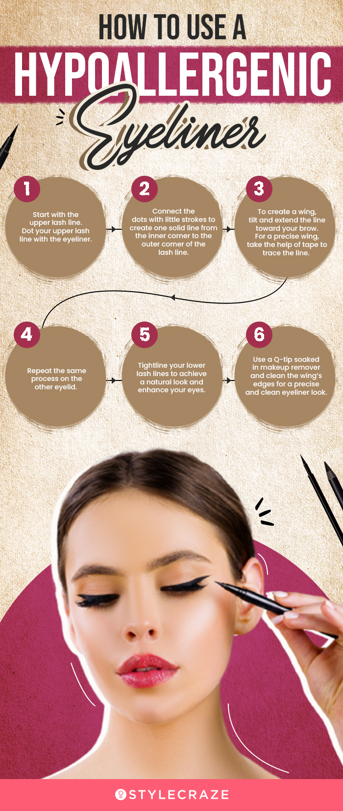 How To Apply Hypoallergenic Eyeliner (infographic)