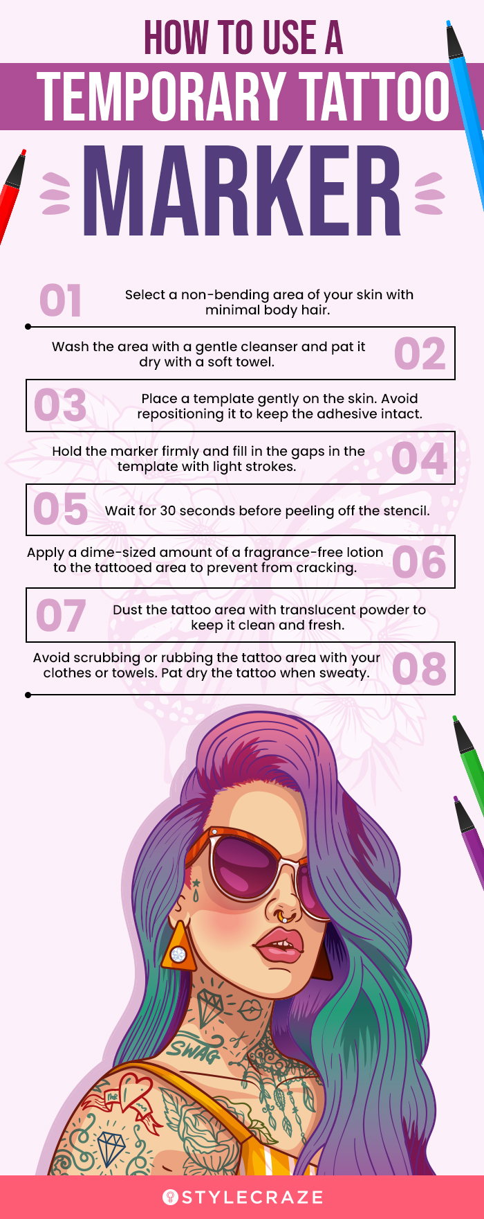How To Use A Temporary Tattoo Marker (infographic)