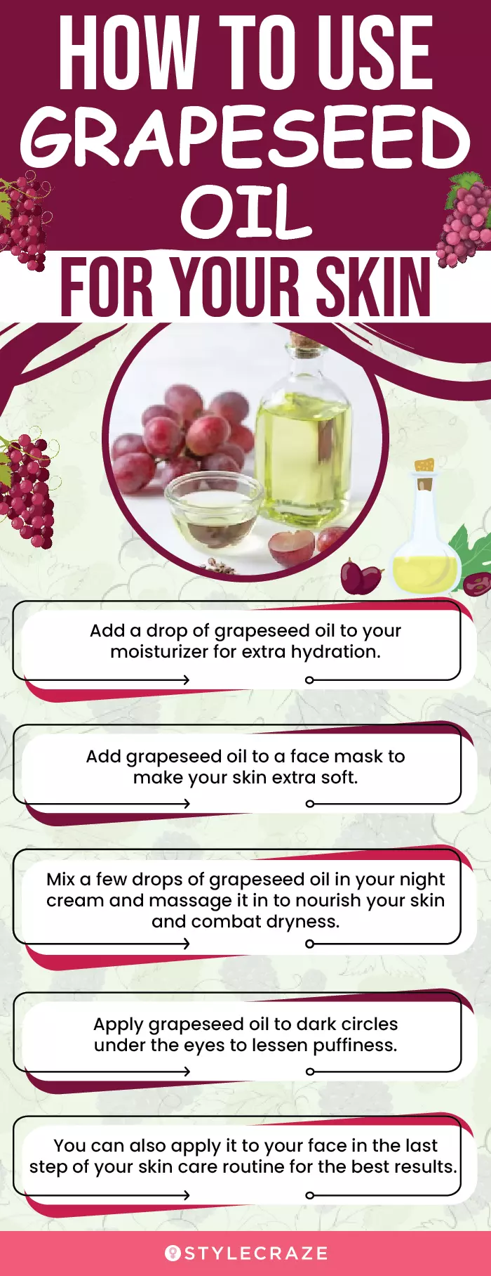 How To Use Grapeseed Oil For Your Skin (infographic)