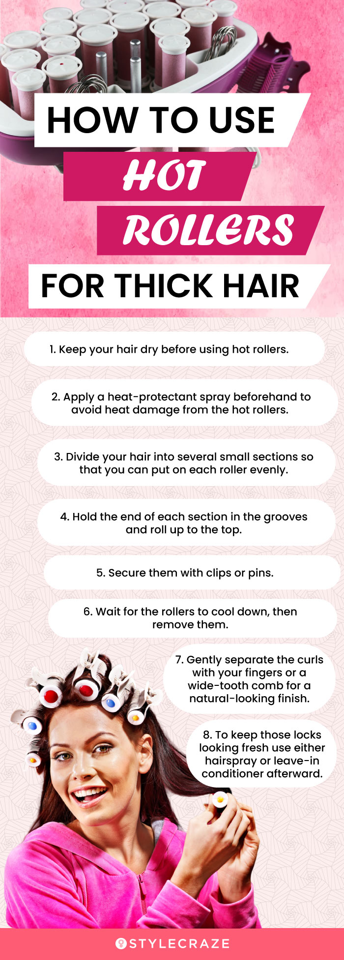 How To Use Hot Rollers For Thick Hair (infographic)