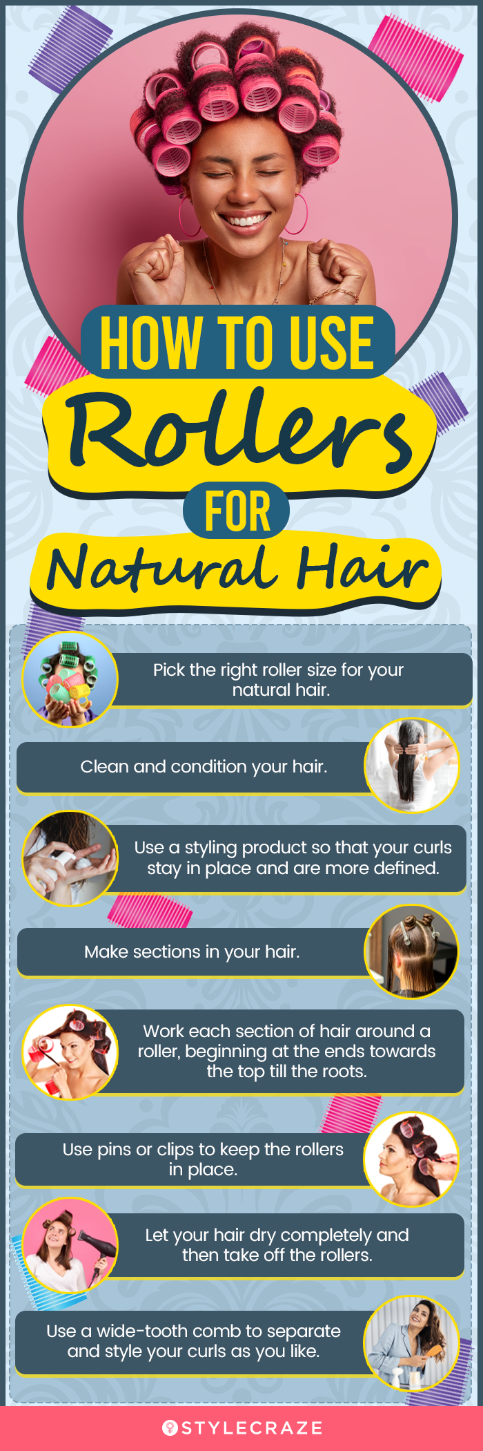 How To Use Rollers For Natural Hair (infographic)