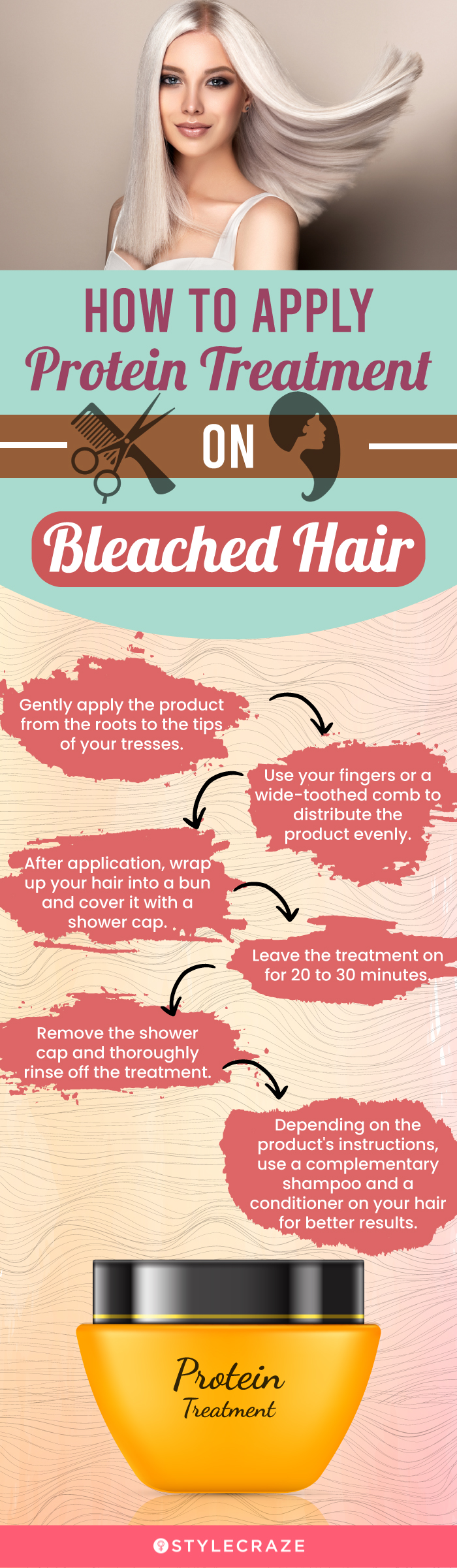 How To Apply Protein Treatment On Bleached Hair (infographic)