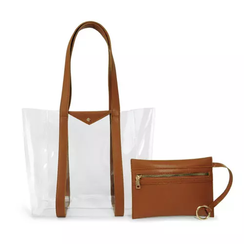 Hoxis Clear Tote With Vegan Leather Pouch