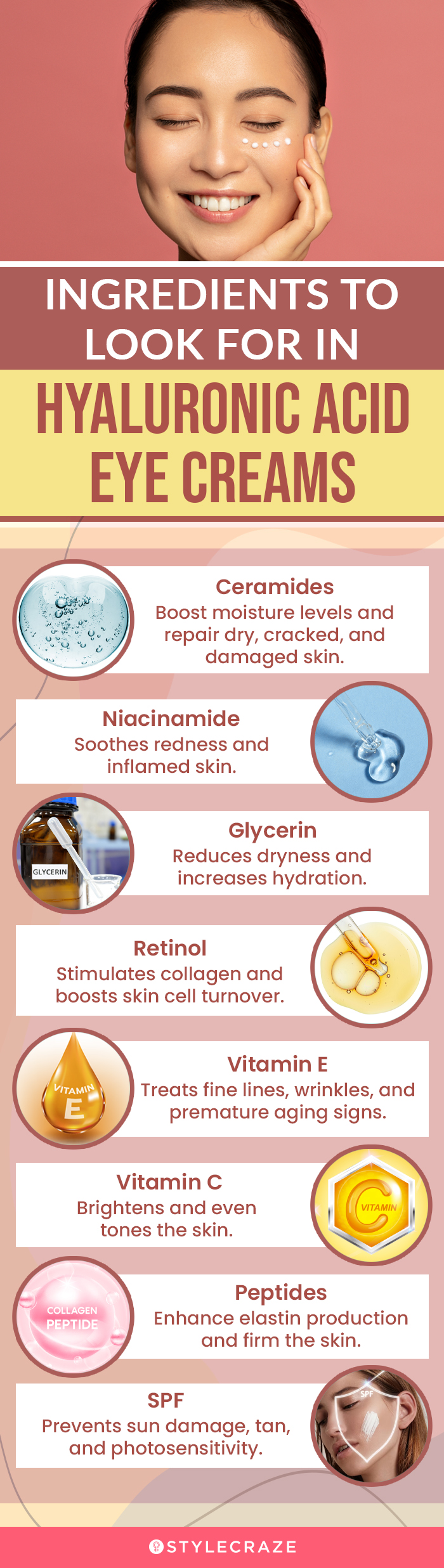 Ingredients To Look For In Hyaluronic Acid Eye Creams (infographic)