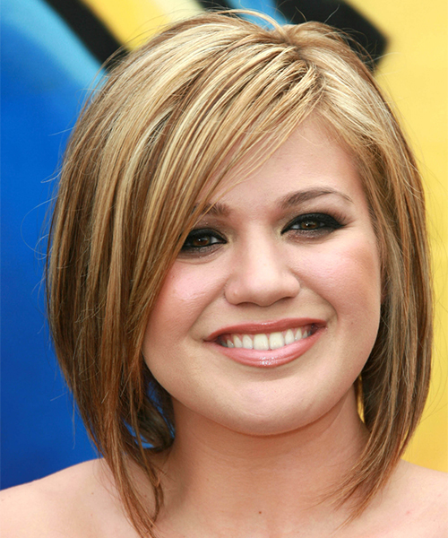 Kelly Clarkson's round-faced celebrity hairstyle
