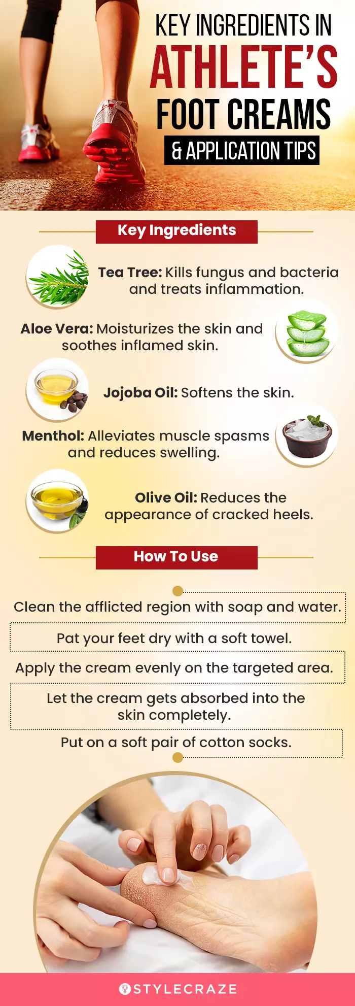 Key Ingredients In Athlete’s Foot Creams & Application Tips (infographic)