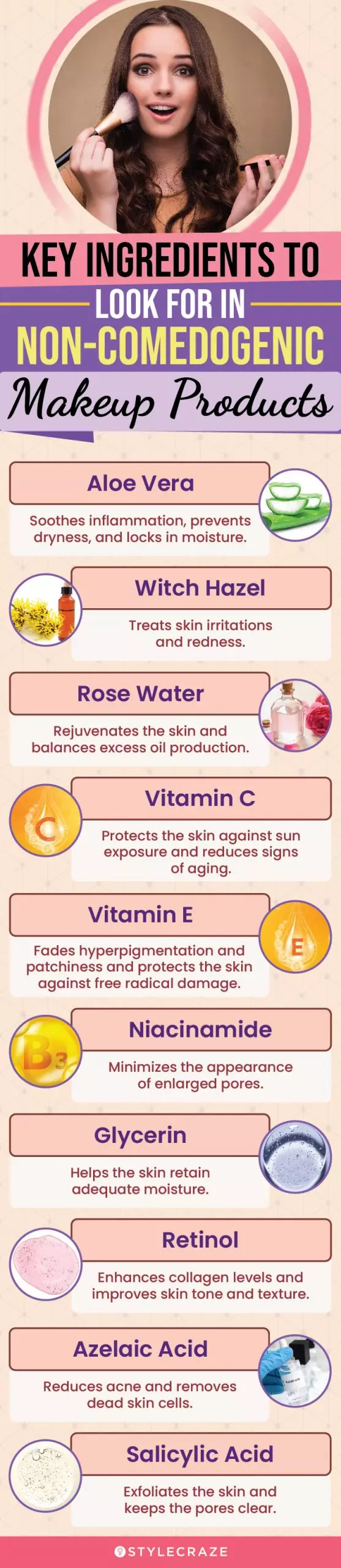 Key Ingredients To Look For In Non-Comedogenic Makeup Products (infographic)