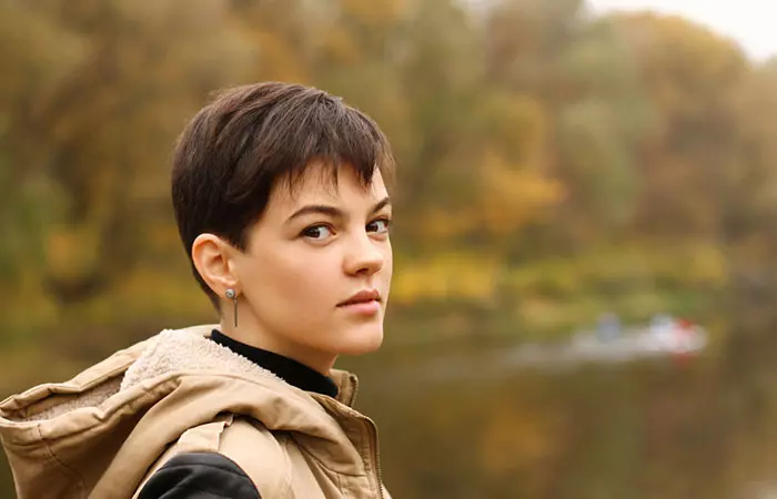 Pixie cut hair as bridal hairstyle for curly hair