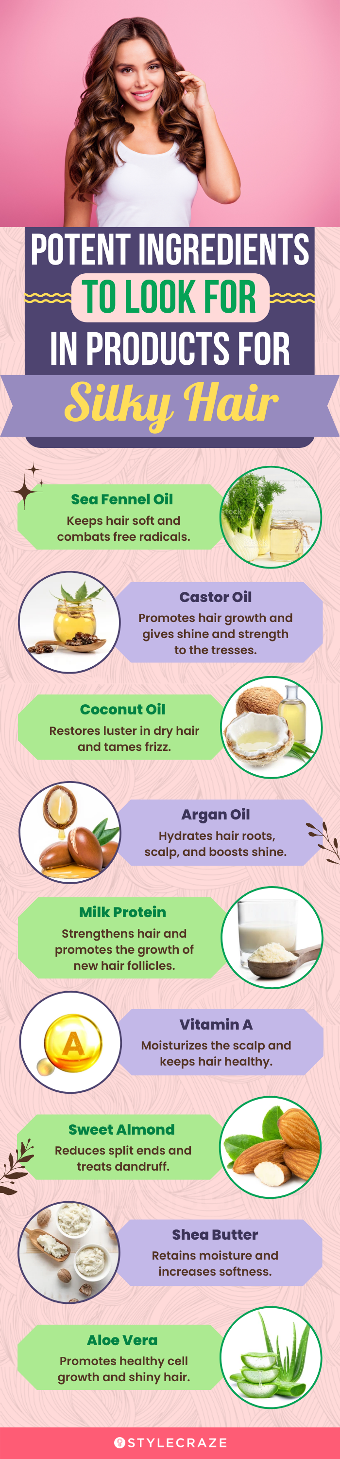 Ingredients To Look For In Products For Silky Hair (infographic)