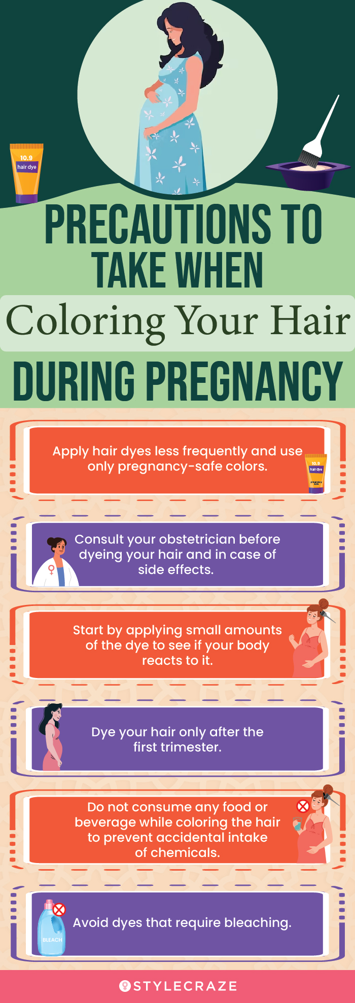 Precautions When Coloring Hair During Pregnancy (infographic)