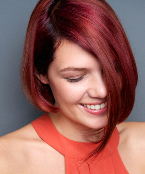 Raving red balayage for straight hair