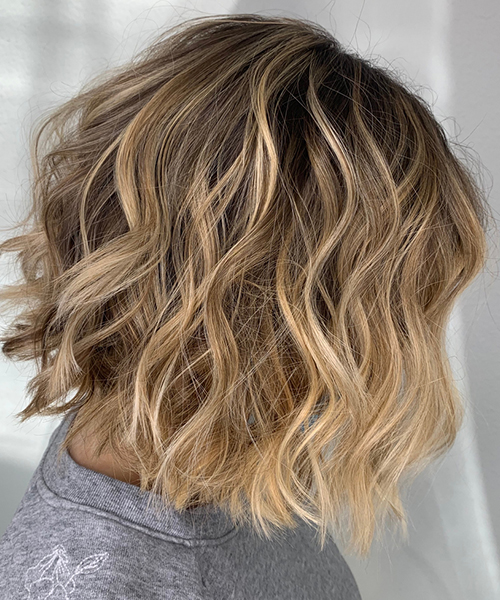 Soft texture balayage for short hair