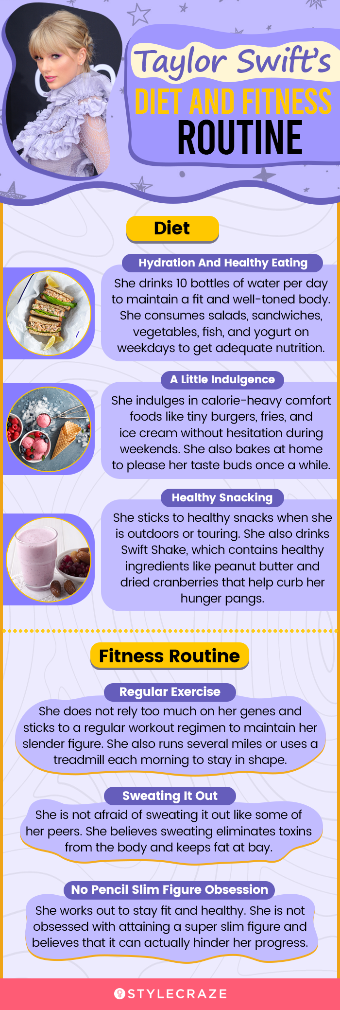 taylor swift’s diet and fitness routine (infographic)