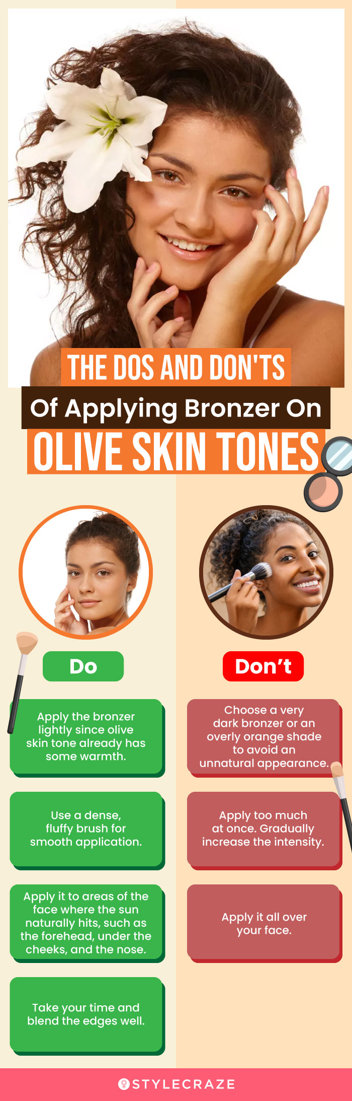 Do's And Don'ts For Applying Bronzer On Olive Skin Tone (infographic)