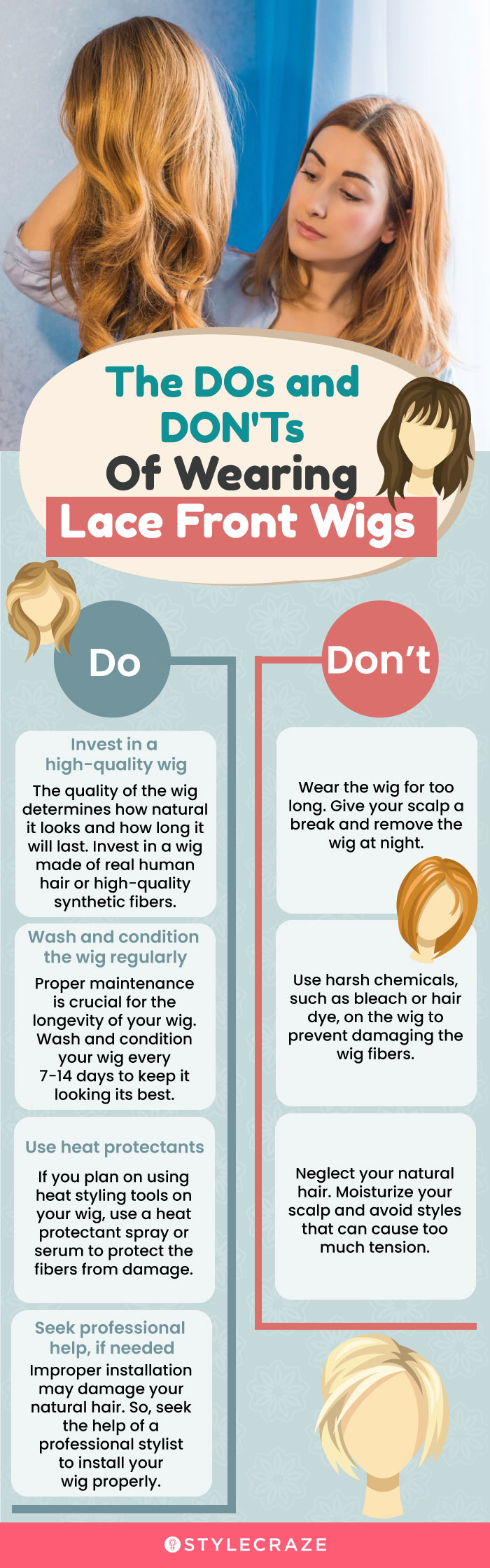 Do's and Don'ts of Wearing Lace Front Wigs (infographic)