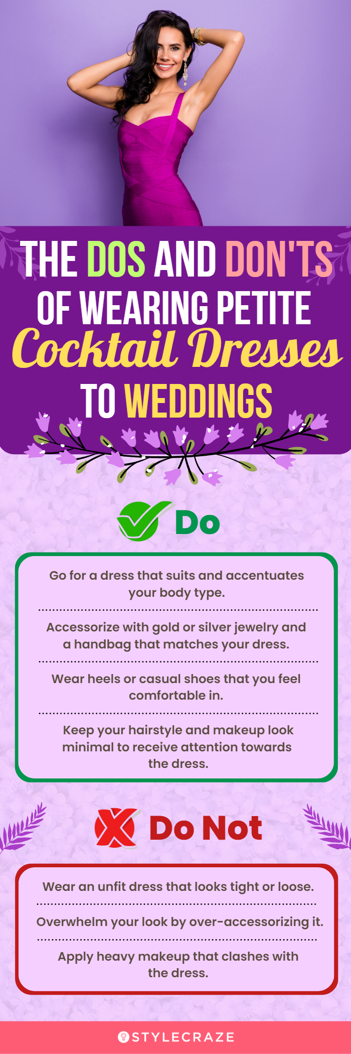 Dos And Don'ts For Wearing Petite Cocktail Dresses To Weddings (infographic)