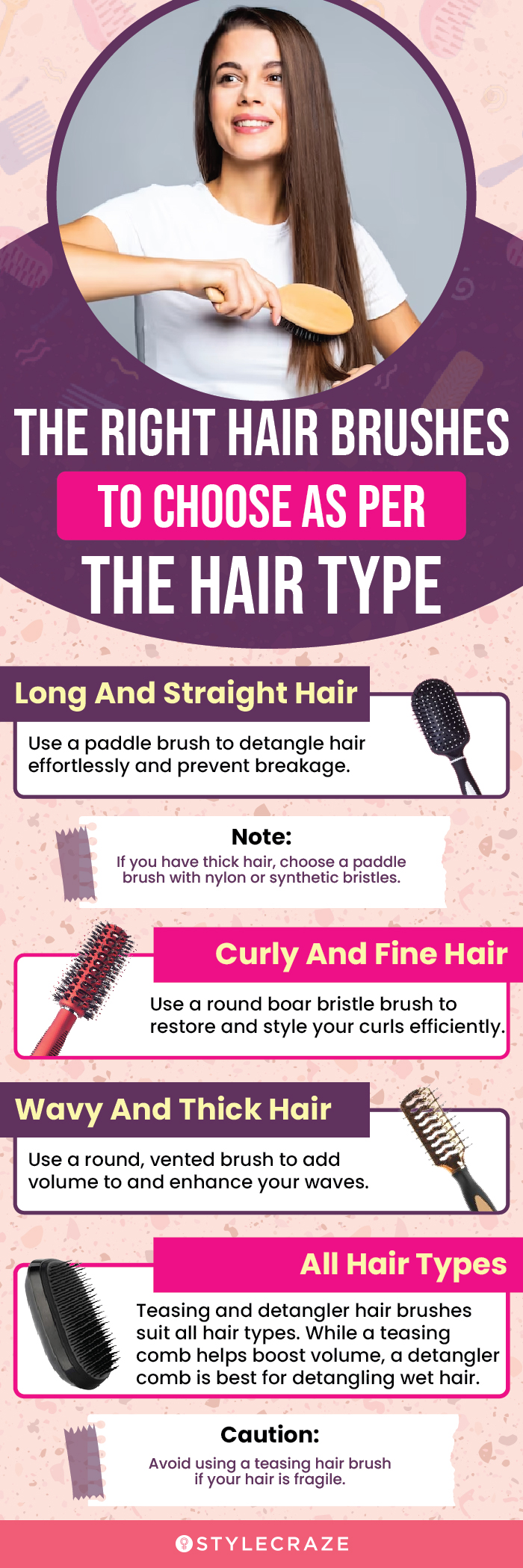 the right hair brushes to choose as per the hair type (infographic)