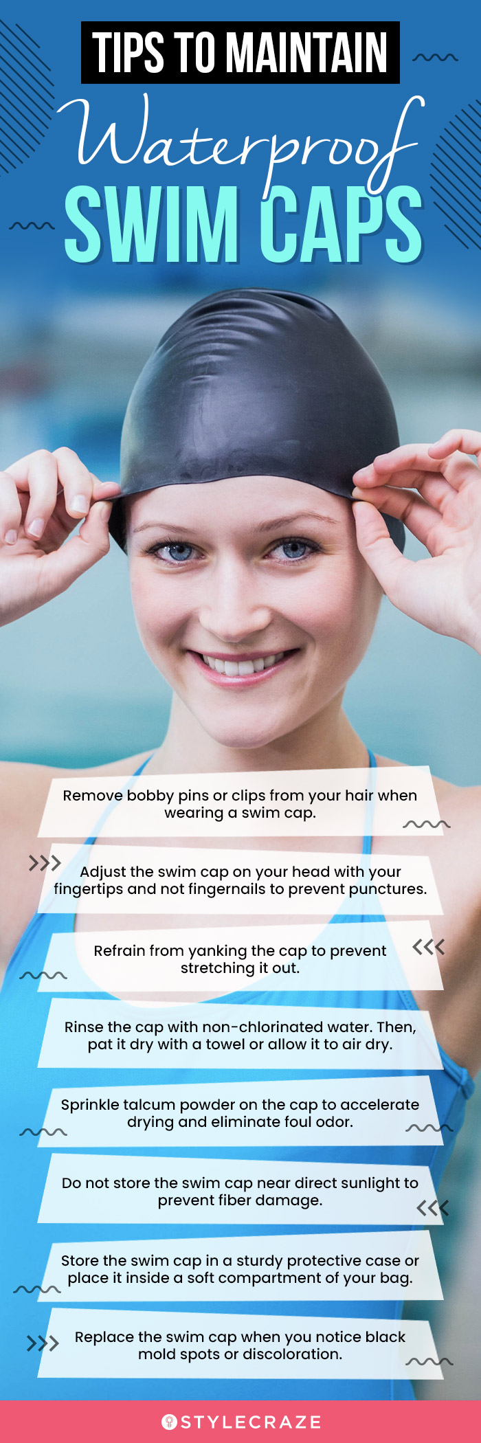 Tips To Care For Waterproof Swim Caps (infographic)