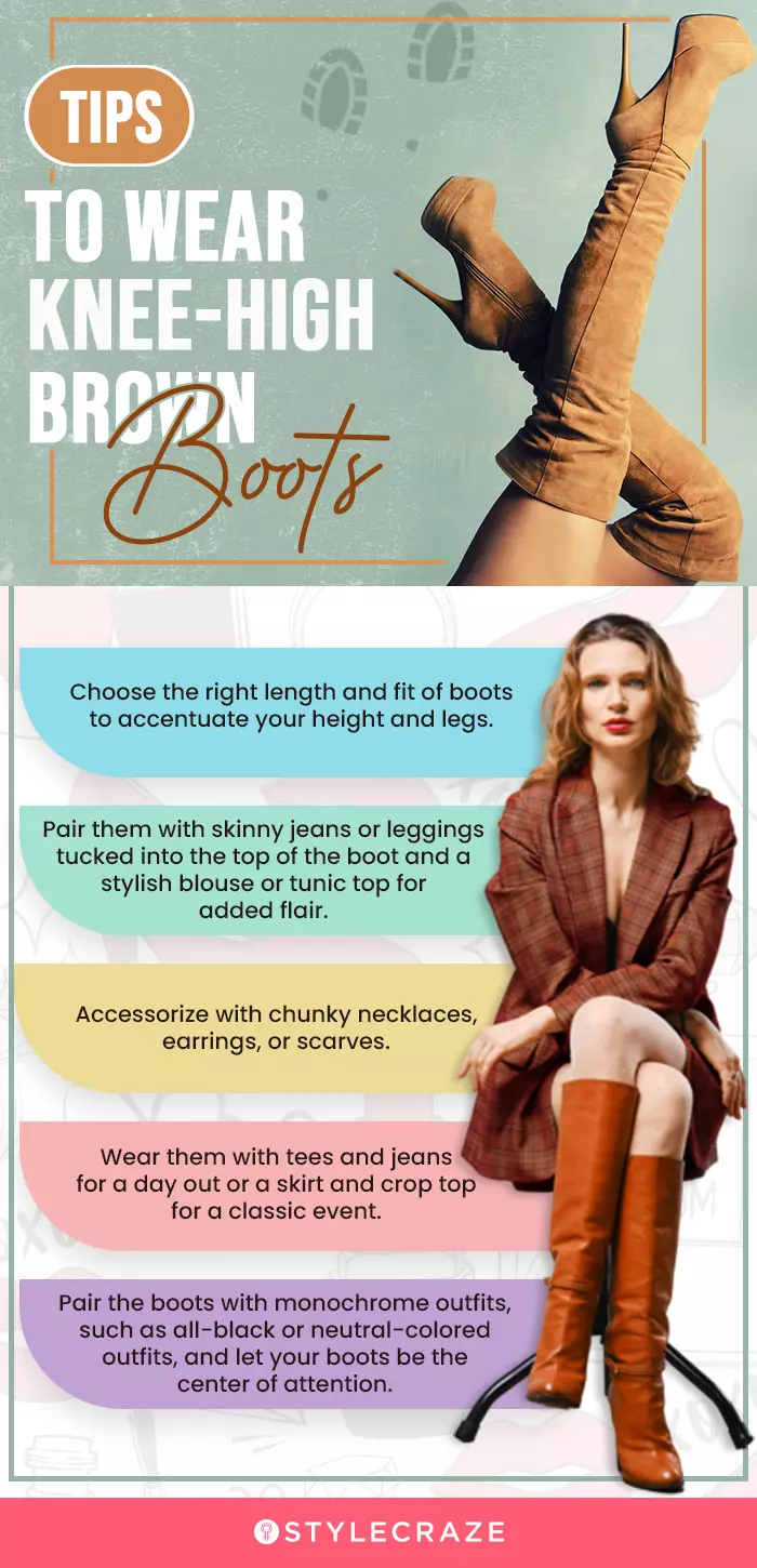 Tips To Wear Knee-High Brown Boots (infographic)